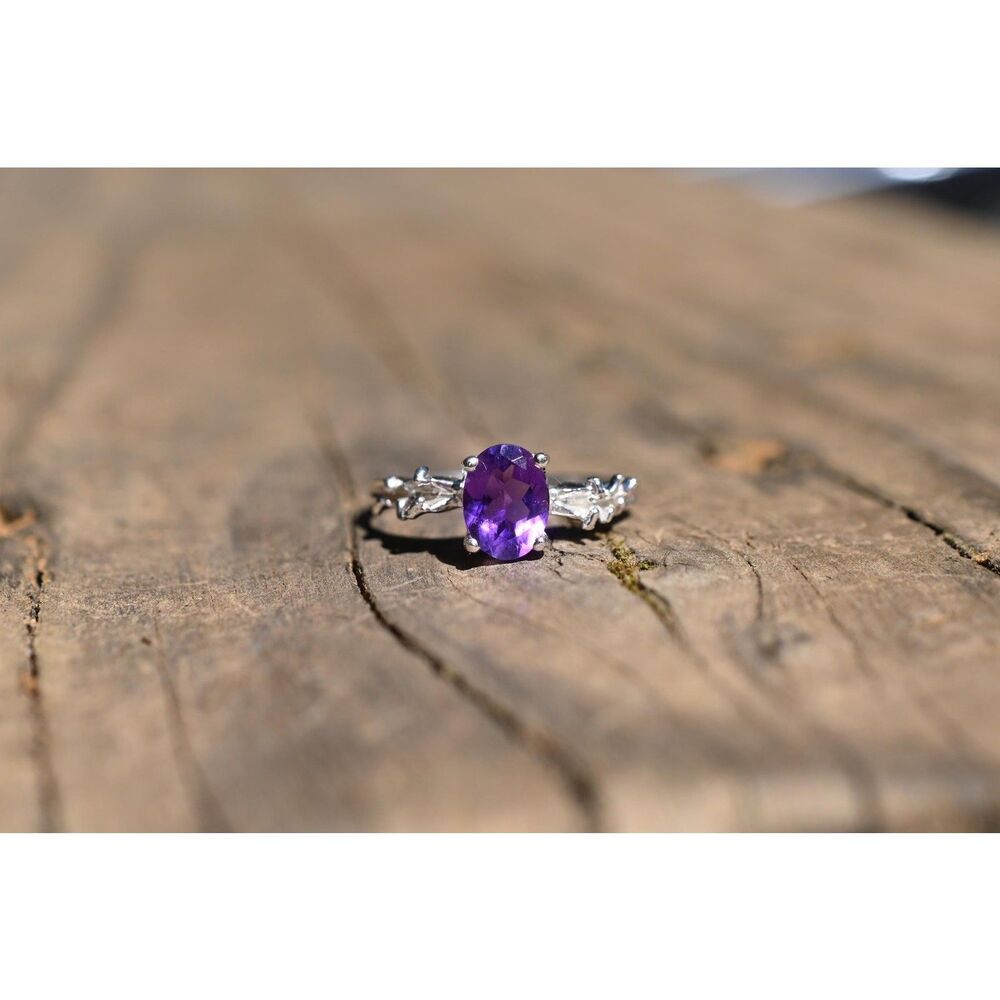 Amethyst engagement ring in 925 sterling silver size 8.5
